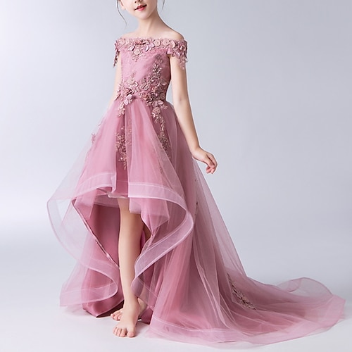 

Robe Fille Robe Trapèze Enfants Petit Floral Couleur Pleine Soirée Ruché Maille Imprimer Rose Claire Polyester Asymétrique Sans Manches Le style mignon Princesse Robes Printemps Eté Standard 3-12 ans