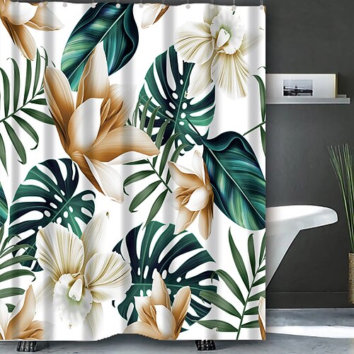 

Flowers Pattern Printing Bathroom Curtains Plant Shower Curtain Casual Polyester New Design