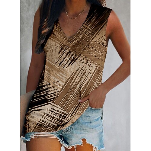 

Women's Tank Top Vest Blue Purple Red Graffiti Print Sleeveless Daily Weekend Streetwear Casual V Neck Regular S / 3D Print