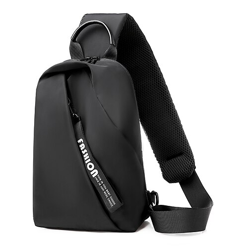 

Men's Sling Shoulder Bag Oxford Cloth Zipper Solid Color Daily Outdoor Black