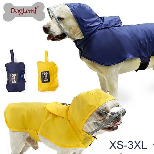 

dolemi hooded pet raincoat waterproof lightweight reflective dog raincoat golden retriever teddy dog clothes