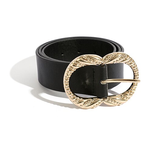 

Women's PU Buckle Belt Wide Belt PU Leather Metal Bucke Geometric Engraved Casual Classic Party Holiday Black