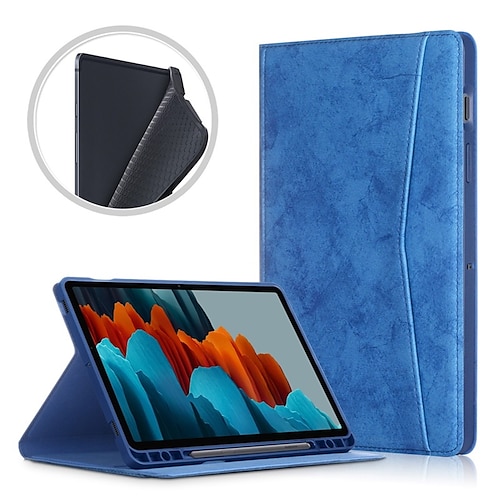 

Tablet Case Cover For Samsung Galaxy Tab S8 Plus S8 A7 Pencil Holder Card Holder with Stand Solid Colored PU Leather