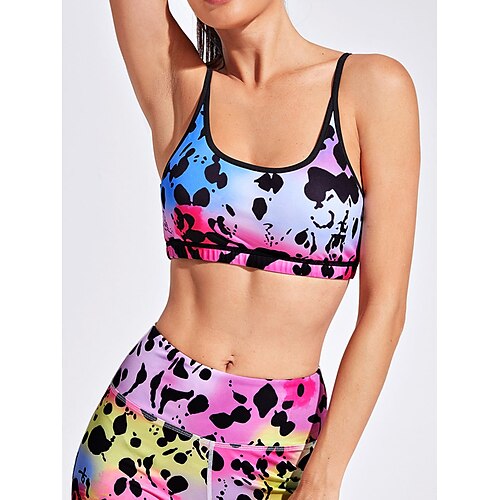 

Women's Spaghetti Strap Sports Bra Yoga Top Summer Color Gradient Multi color Yoga Fitness Gym Workout Sports Bra Top Sleeveless Sport Activewear Breathable Lightweight Comfortable Micro-elastic Slim