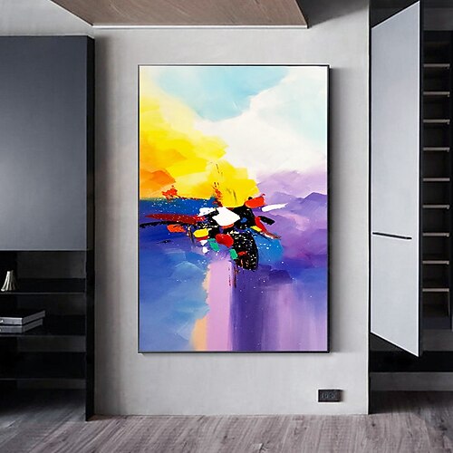 

Oil Painting Hand Painted Horizontal Panoramic Abstract Landscape Modern Rolled Canvas (No Frame)