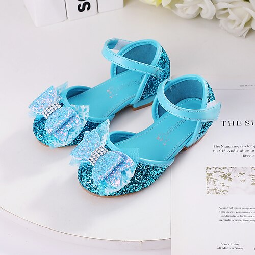 

Girls' Sandals Heel Flower Girl Shoes Synthetics Breathability Princess Shoes Big Kids(7years ) Little Kids(4-7ys) Wedding Daily Sequin Flower Crystals / Rhinestones Blue Pink Silver Spring Summer