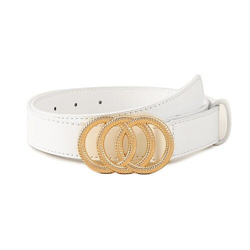 

Women's PU Buckle Belt PU Leather O-ring Buckle O-ring Casual Classic Party Daily White