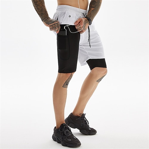 

Men's Casual Sports Shorts Pants Casual Gym Micro-elastic Camouflage Solid Color Mid Waist Blue White Black Dark Gray Red M L XL 2XL 3XL