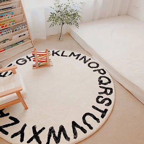

Round Kids Play Rug Alphabet Nursery Area Rug Extra Large Soft Crawling Play Mat for Children Toddlers Bedroom
