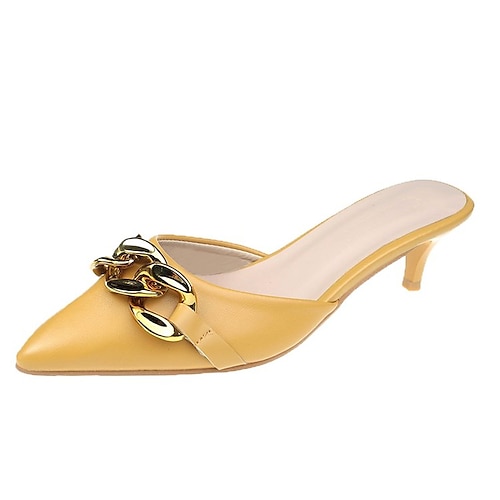 

Femme Mules Grandes Tailles du quotidien Eté Talon Bas Bout pointu Casual Faux Cuir Mocassins Couleur Pleine Noir Blanche Jaune