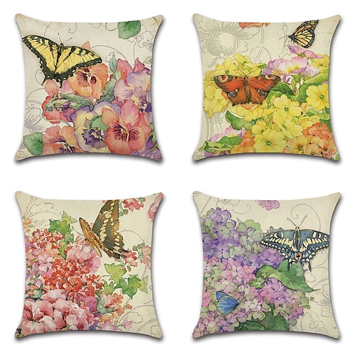 

Farm House Double Side Cushion Cover 4PC Soft Decorative Square Throw Pillow Cover Cushion Case Pillowcase for Bedroom Livingroom Superior Quality Machine Washable Indoor Cushion for Sofa Couch Bed Chair