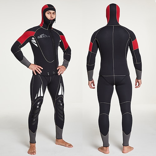 

SBART Men's Full Wetsuit 5mm SCR Neoprene Diving Suit UPF50 Stretchy High Elasticity Long Sleeve 2 Piece Front Zip - Diving Scuba Solid Color Spring Summer Winter