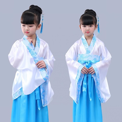 

Enfant Fille Classique Intemporel Elégant Luxueux Style Chinois Hanfu Pour Soirée Festival Polyester Costume