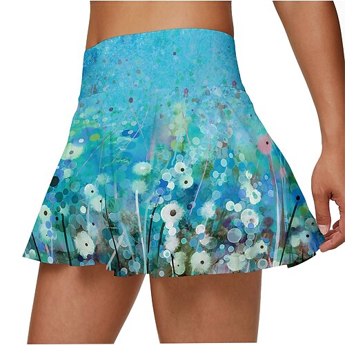 

Dame Løbeshorts Tennis Nederdel Sidelommer 3D-udskrivning Høj Talje Shorts Atletisk atletiktøj Åndbart Svedtransporende Blød Fitness Gym Træning Løb Sportstøj Sportstøj Blomster Gul Lysegrøn Rød