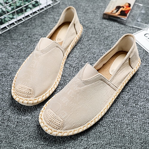 

Men's Loafers & Slip-Ons Comfort Loafers Cloth Loafers Casual Athletic Walking Shoes PU Black Khaki Beige Spring