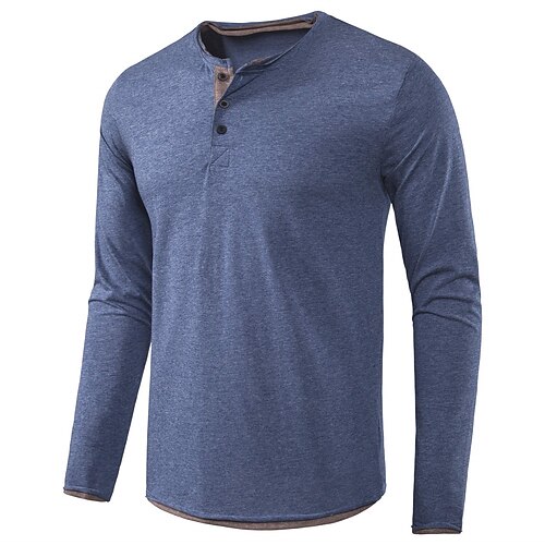 

Men's Hiking Tee shirt Hiking Shirt / Button Down Shirts Henley Shirt Long Sleeve Crew Neck Tee Tshirt Sweatshirt Top Outdoor Comfortable Winter Polyester / Cotton Blend Patchwork Black Grey Blue