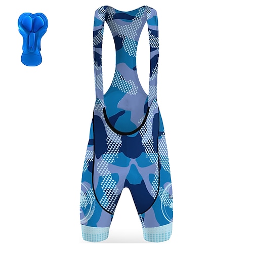 

21Grams Men's Cycling Bib Shorts Bike Padded Shorts / Chamois Bottoms Mountain Bike MTB Road Bike Cycling Sports Camo / Camouflage 3D Pad Cycling Breathable Quick Dry Blue Polyester Spandex Clothing