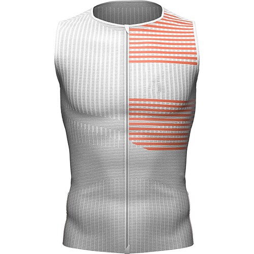 

21Grams Men's Cycling Vest Sleeveless Mountain Bike MTB Road Bike Cycling White Stripes Bike Breathable Quick Dry Moisture Wicking Reflective Strips Back Pocket Polyester Spandex Sports Stripes