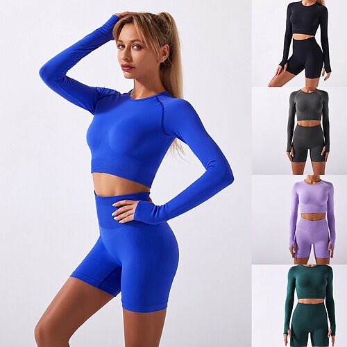 

Ensemble Survetement Ensembles d'entraînement Femme 2 Pièces Ensembles de Sport Yoga Aptitude Exercice Physique Taille haute Contrôle du Ventre Lifting des fesses Respirable manche longue Des sports