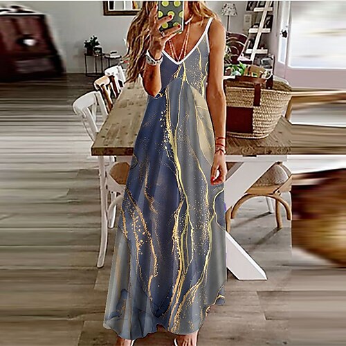 

Femme Robe à enfiler Sans Manches Printemps Eté - Moderne Imprimer Dégradé de Couleur Mince 2022 Bleu S M L XL XXL 3XL