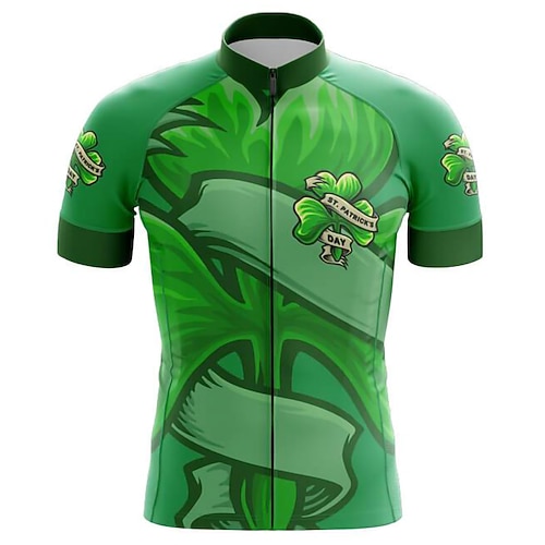 

21Grams Men's Cycling Jersey Short Sleeve Bike Top with 3 Rear Pockets Mountain Bike MTB Road Bike Cycling Breathable Quick Dry Moisture Wicking Reflective Strips Green Leaf Polyester Spandex Sports