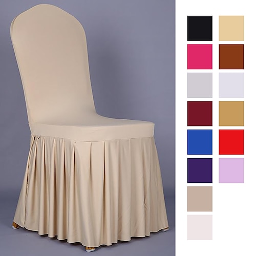 

Dining Chair Covers Slipcover with Skirt, Washable Seat Covers Protector for Dining Chair Hotel Ceremony Banquet Wedding Party Kids Pets, Stretch Spandex Fabric