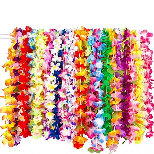 

36-pack / 50-pack Hawaiian Wreaths Perfect for Hawaiian Parties - Bulk Floral Necklaces Wreaths Vibrant Color Combinations for Party Favors Wreath Decorations or Any Occasion Ornament