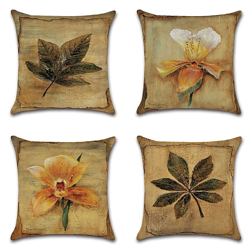 

4 pcs Polyester Pillow Cover, Print Simple Casual Square Traditional Classic