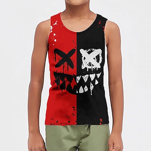 

Kids Boys Tank Cartoon Daily 3D Print Sleeveless Active 3-12 Years Spring Purple Red