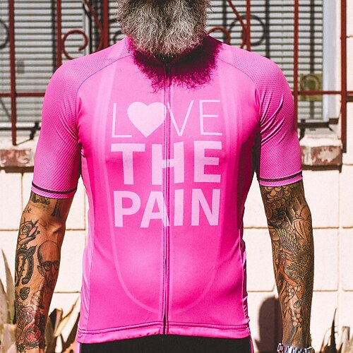 

21Grams Men's Cycling Jersey Short Sleeve Bike Top with 3 Rear Pockets Mountain Bike MTB Road Bike Cycling Breathable Quick Dry Moisture Wicking Reflective Strips Rosy Pink Heart Polyester Spandex