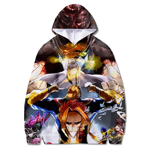 

My Hero Academia All Might Hoodie Cartoon Manga Anime Harajuku Graphic Kawaii Hoodie For Men's Women's Unisex Adults' 3D Print 100% Polyester