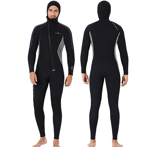 

Dive&Sail Men's Full Wetsuit 5mm SCR Neoprene Diving Suit Thermal Warm UPF50 Anatomic Design High Elasticity Long Sleeve Front Zip - Diving Scuba Solid Color Spring Summer Winter