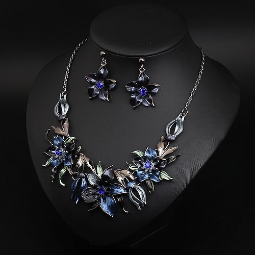 

Bridal Jewelry Sets 1 set Crystal Rhinestone Alloy 1 Necklace Earrings Women's Statement Colorful Cute Fancy Flower irregular Jewelry Set For Party Wedding