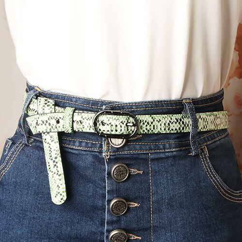 

Women's Unisex PU Buckle Belt PU Leather Prong Buckle Snake Skin Casual Classic Party Daily Violet Green White Black