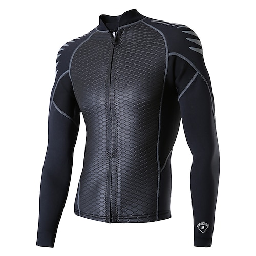 

Men's Wetsuit Top Wetsuit Jacket 2mm CR Neoprene Top Thermal Warm UPF50 Quick Dry High Elasticity Long Sleeve Front Zip - Swimming Diving Surfing Snorkeling Solid Colored Autumn / Fall Spring Summer