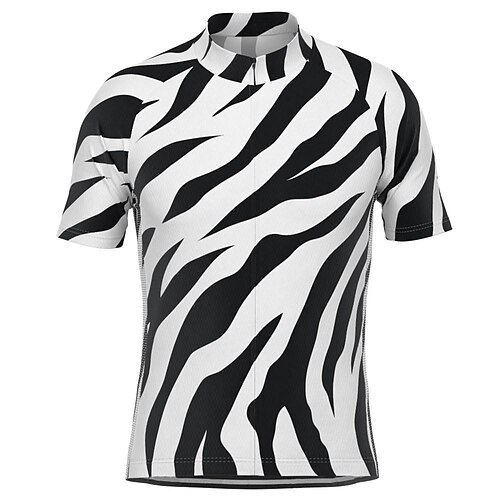 

CAWANFLY Men's Cycling Jersey Short Sleeve Bike Tee Tshirt Jersey Top with 3 Rear Pockets Road Bike Cycling Anti-Slip Sunscreen UV Resistant Cycling Black White Zebra Polyester Sports Clothing Apparel