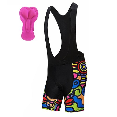 

21Grams Women's Cycling Bib Shorts 3D Padded Shorts Bike Bib Shorts Bottoms Mountain Bike MTB Road Bike Cycling Sports Geometic 3D Pad Cycling Breathable Quick Dry Black Polyester Spandex Clothing