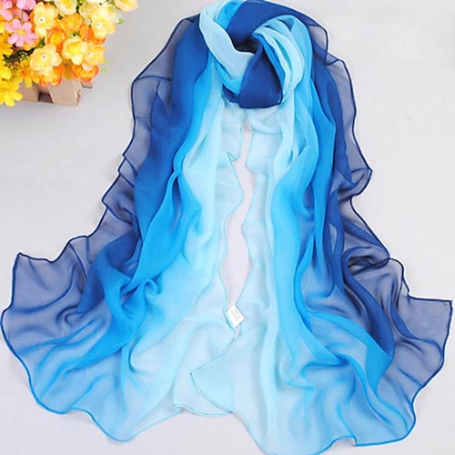 Women's Chiffon Scarf Daily Evening Party Honeymoon Red Blue Scarf Color Block / Fall / Spring / Vintage