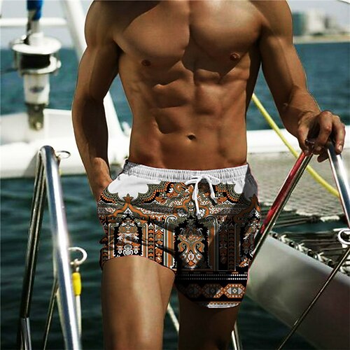 

Men's Swim Shorts Swim Trunks Board Shorts Beach Shorts Drawstring Elastic Waist Elastic Drawstring Design Graphic Print Flower / Floral Breathable Quick Dry Short Casual Daily Holiday Streetwear