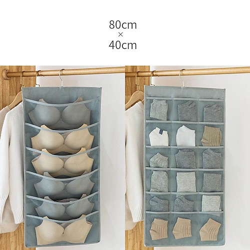 Dual-Sided Hanging Closet Organizer Pocket for Underwear Stocking