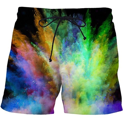 

Men's Casual Fashion Shorts Beach Shorts 3D Print Elastic Drawstring Design Knee Length Pants Daily Holiday Micro-elastic Smoke Graphic Comfort Soft Mid Waist Green Blue Black Red M L XL XXL 3XL