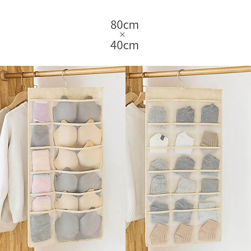 Dual-Sided Hanging Closet Organizer Pocket for Underwear Stocking  Toiletries Accessories Bra Dresser Panty Socks Drawers Home Basics 2024 -  $6.49