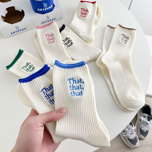 

Fashion Comfort Women's Socks Letter Socks Casual Socks Medium Casual Green 1 Pair / Cute