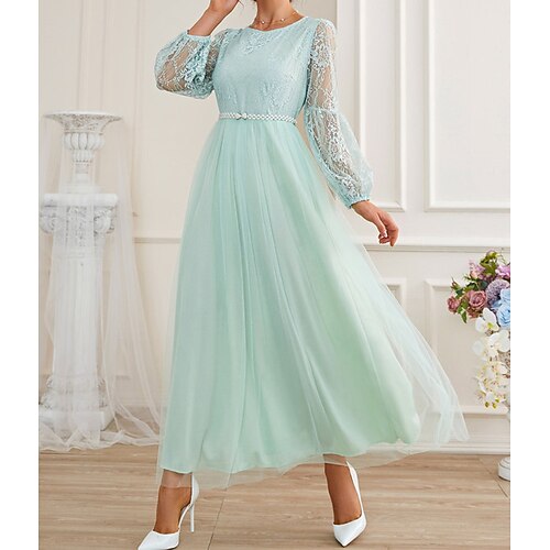 

Women's Party Dress Long Dress Maxi Dress Blue Sleeveless Pure Color Spring Summer Crew Neck Slim Mesh S M L XL