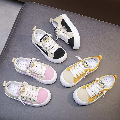 

Boys Girls' Sneakers School Shoes Daily Canvas Portable School Shoes Big Kids(7years ) Little Kids(4-7ys) Casual Daily Outdoor Indoor Lace-up Black Pink Yellow Fall Spring
