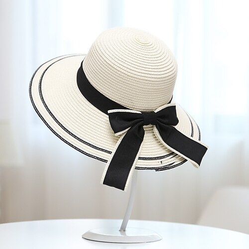 

Hats Straw Bucket Hat Straw Hat Party / Evening Holiday Simple With Bandage Headpiece Headwear