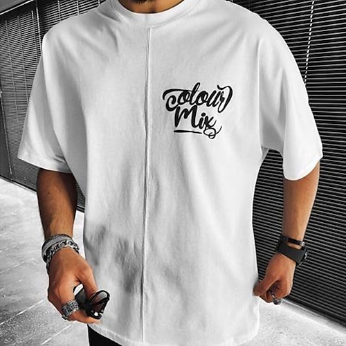 

Hombre Camiseta Graphic Letra Cuello Barco Blanco Estampado en caliente Casual Diario Manga Corta Estampado Ropa Algodón Deportes Moda Ligeras Grande y alto / Verano