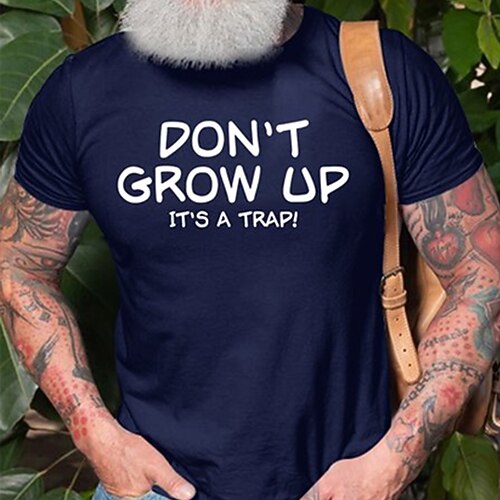 

Men's T shirt Tee Graphic Letter Crew Neck Navy Blue Print Casual Holiday Short Sleeve Print Clothing Apparel Sports Fashion Designer Lightweight / Summer / Summer