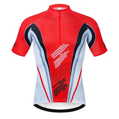 

21Grams Men's Cycling Jersey Short Sleeve Bike Top with 3 Rear Pockets Mountain Bike MTB Road Bike Cycling Breathable Quick Dry Moisture Wicking Reflective Strips Red Polyester Spandex Sports
