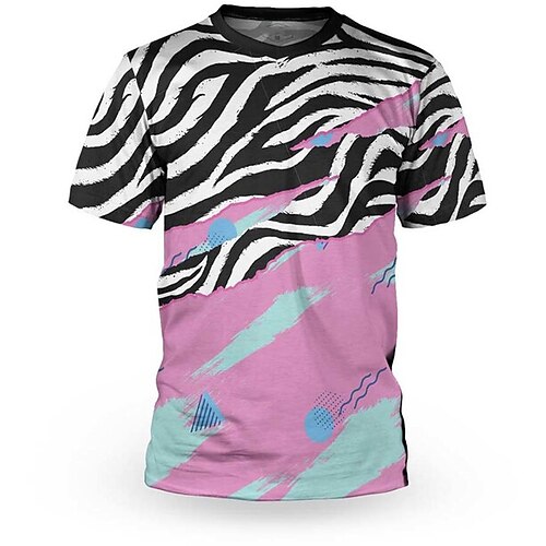 

21Grams Men's Downhill Jersey Short Sleeve Mountain Bike MTB Road Bike Cycling Rosy Pink Zebra Bike Breathable Quick Dry Moisture Wicking Polyester Spandex Sports Zebra Clothing Apparel / Athleisure